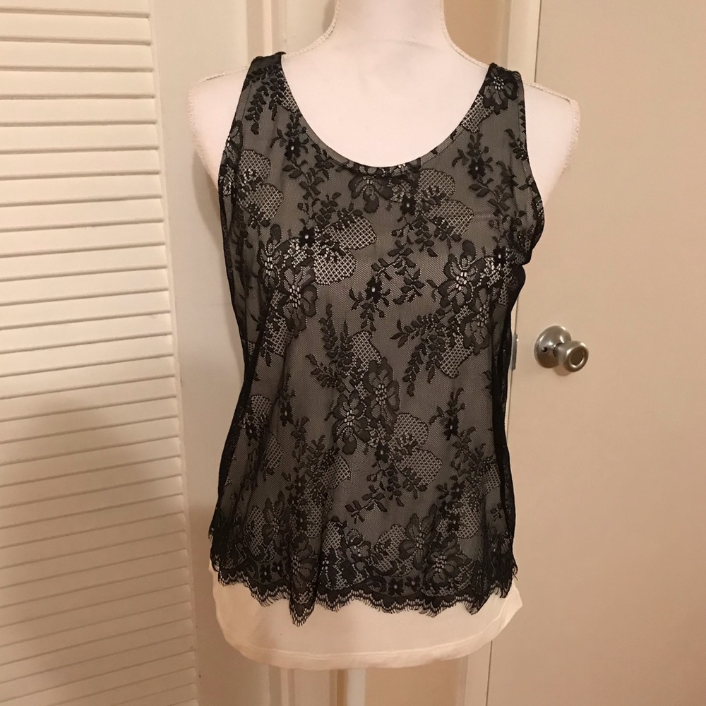 Black and white lace top